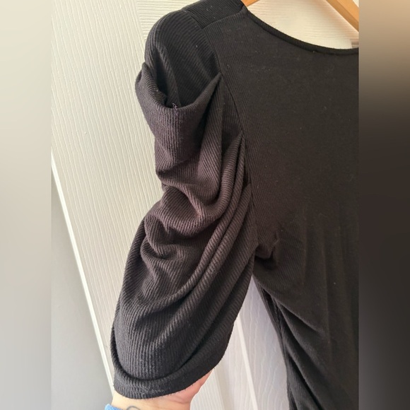 Free People Ava puff sleeve bodysuit black ribbed size medium - Picture 7 of 12